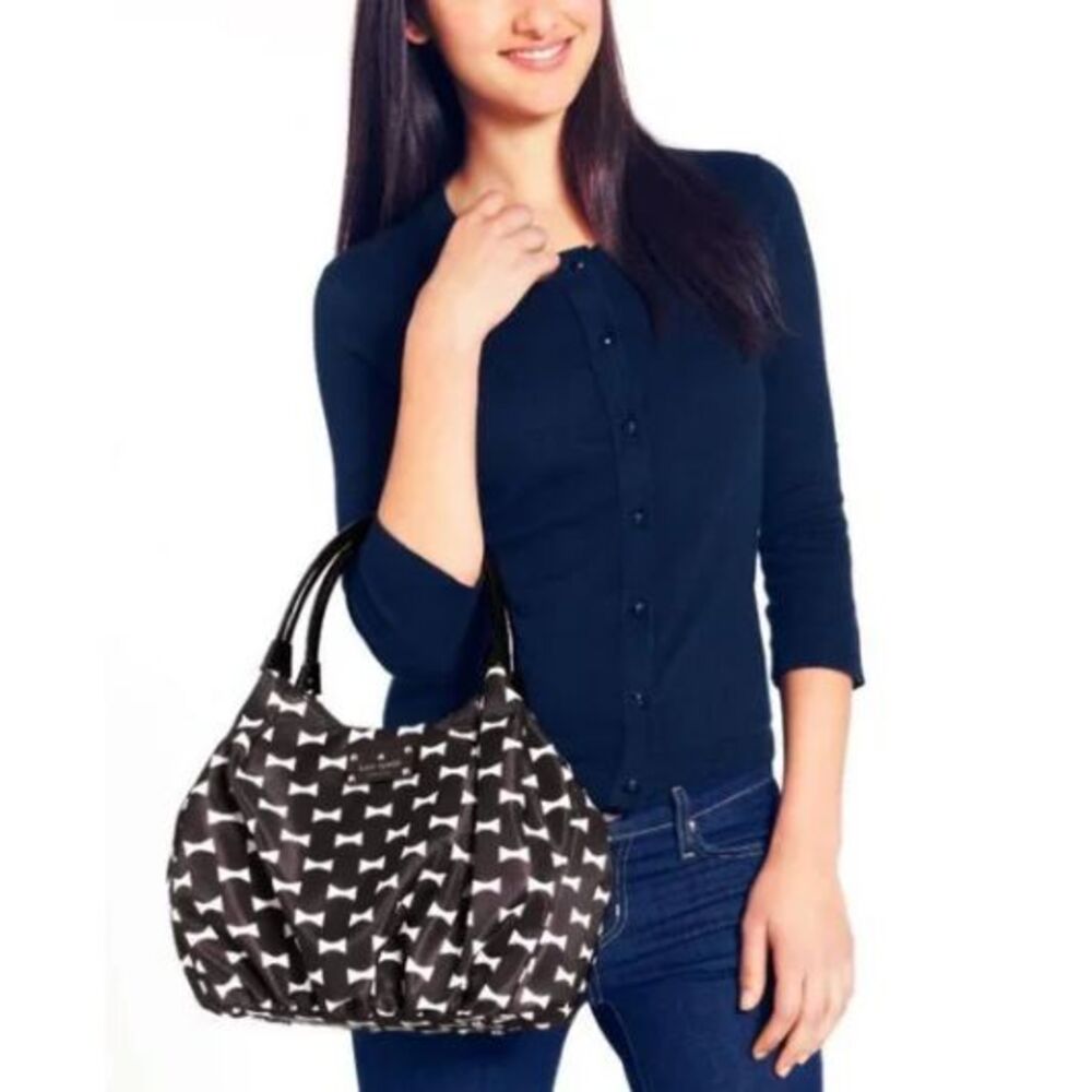 Kate Spade Authenticated COA Park‎ Row Karen Satchel Neutral Black & Cream Color